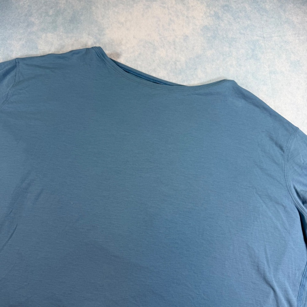 Lululemon Back In Action Shirt Womens 14 Blue Excellent Pima Cotton Tee
